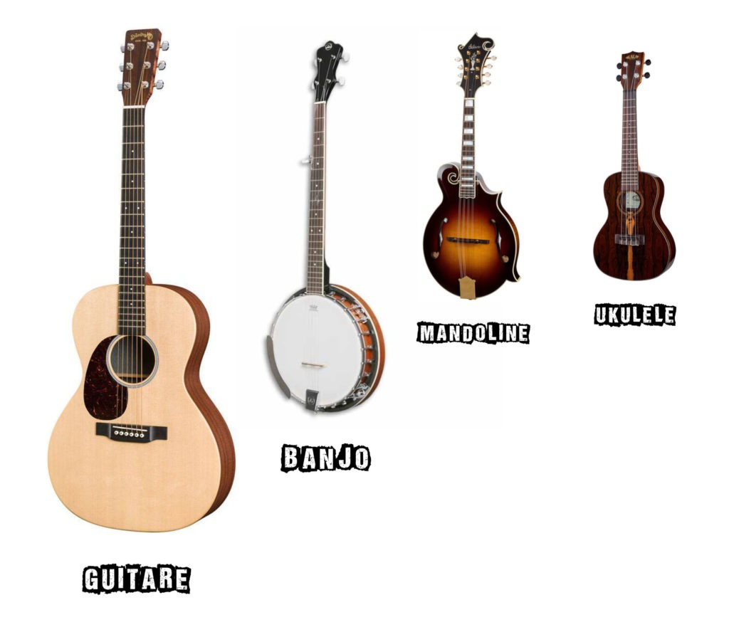 guitare banjo mandoline ukulele